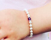 ON SALE Baby, Toddlers First Birthstone Bracelet, Amethyst Gemstone, February