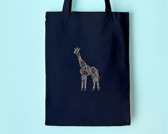 Giraffe Embroidery Tote Kit, Craft Kit for Beginners, Paisley Hoop Art, DIY Tote Bag, Modern Needlework, Hand Embroidery Kit