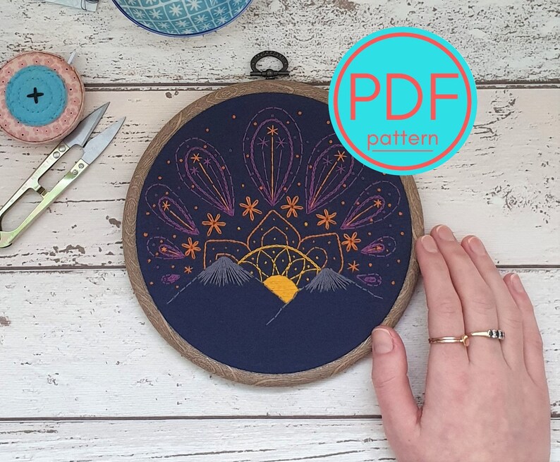 Sunset embroidery sybju pdf download paisley hoop art  etsy Sunset embroidery sybju pdf download paisley hoop art  etsy