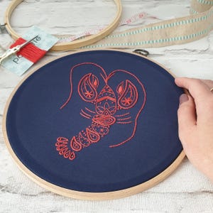 Lobster Embroidery Pattern PDF for Beginners Embroidery Digital Download Embroidery Instructions Download