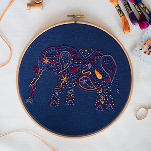 Beginner Elephant Embroidery Kit for Beginner Craft Kit Gift for Friend Beginner Embroidery Kit Gift DIY Creative Gift Mindful Craft Set