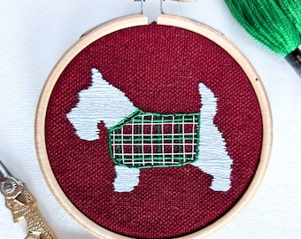 Scotty Dog Mini Embroidery Kit - Embroidery kit for beginners - Scotty Dog embroidery - Scottish Embroidery kit