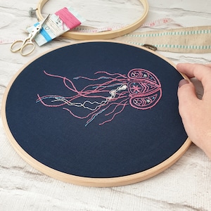 Jellyfish Embroidery Pattern - PDF for Beginners - Modern DIY Hand Embroidery Digital Download