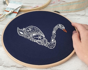 Swan Embroidery Pattern PDF for Beginners Embroidery Digital Download Embroidery Instructions Download