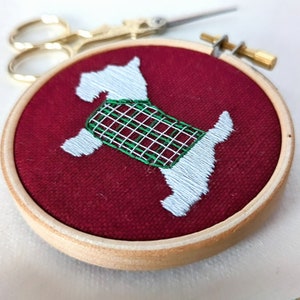 Scotty Dog Mini Embroidery Kit Stickpackung für Anfänger Scotty Dog Stickdatei Scottish Embroidery kit Bild 3