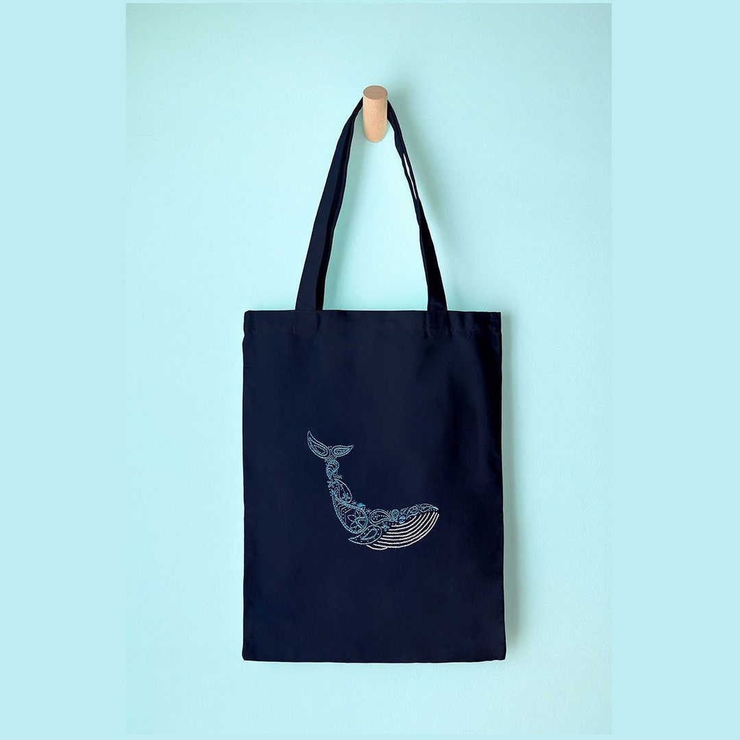 Whale Embroidery Tote Kit Craft Kit for Beginners Paisley - Etsy UK