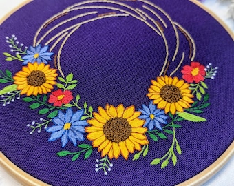 Summer Wreath Embroidery Pattern PDF for Beginners Embroidery Digital Download Embroidery Instructions Download