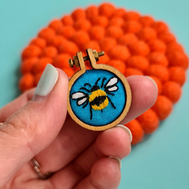 Mini Bee Embroidery Charm Craft Kit for Beginners Embroidery Etsy UK