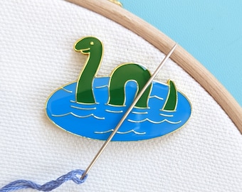 Nessie Magnetic Needle Minder for Embroidery, Cross Stitch and Sewing, Enamel Needle Craft Accessory, Loch Ness Monster