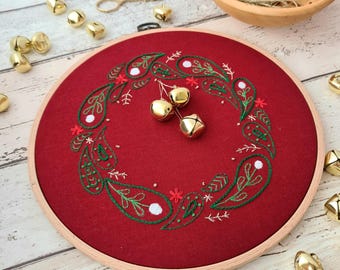 Christmas Wreath Embroidery Pattern PDF for Beginners Embroidery Digital Download Embroidery Instructions Download