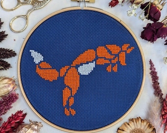 Beginner Cross Stitch Kit, Fox 6" Craft Gift Set