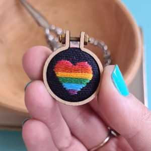 Rainbow Heart Embroidery Keyring Embroidery Kit for Beginner Embroidery Kit for Gift for a Friend Craft Gift Mini Embroidery Charm Craft Kit