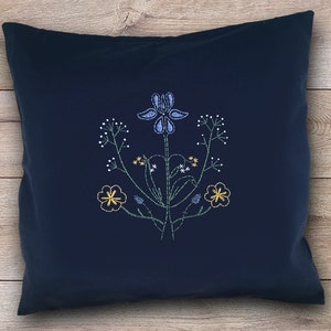 Botanische Kissen Stickerei Kit, Handwerk Kit für Anfänger, Paisley Reifen Kunst, DIY Kissenbezug, moderne Handstickerei Kit