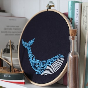 Whale Embroidery Kit, Craft Kit for Beginners, Paisley Hoop Art, Modern Needlework Set, Animal Lovers Gift, DIY embroidery pattern image 7