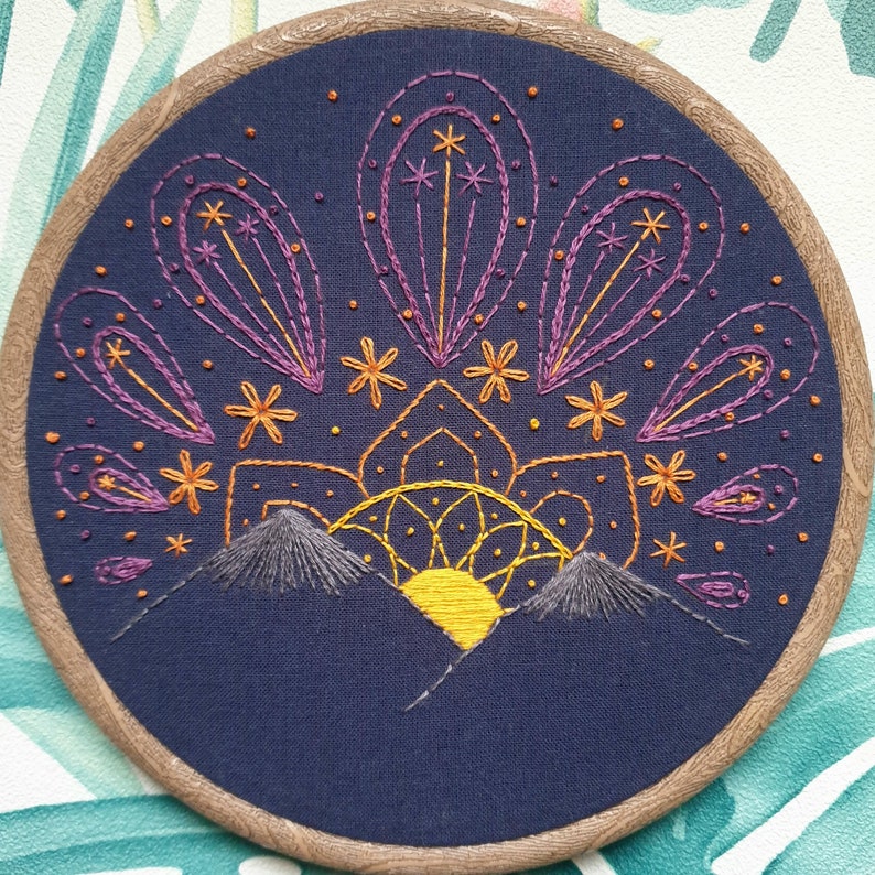 Sunset embroidery sybju pdf download paisley hoop art  etsy Sunset embroidery sybju pdf download paisley hoop art  etsy