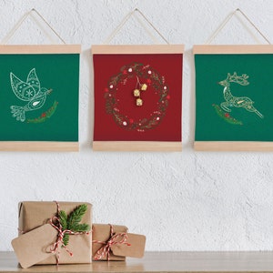 Reindeer Banner Embroidery Kit, Craft Kit for Beginners, Christmas Decoration DIY banner kit, Modern Needlework, Hand Embroidery Kit image 5