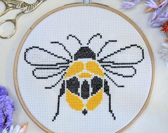 Beginner Cross Stitch Kit, Bee 6" Craft Gift Set