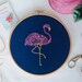 Flamingo Embroidery Kit, Craft Kit for Beginners, Paisley Hoop Art, Modern Needlework Set, Animal Lovers Gift, DIY embroidery pattern 