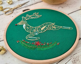 Christmas Reindeer Embroidery Pattern PDF for Beginners Embroidery Digital Download Embroidery Instructions Download