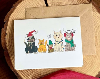 Singing Cats Christmas Card, Printable Holiday Greeting (Digital Download)