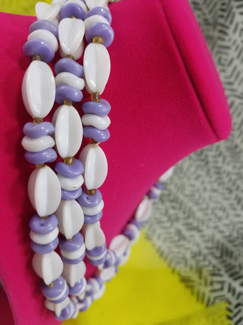 Triple Strand Plastic Beaded Necklace from Hong Kong Fun /& Charming