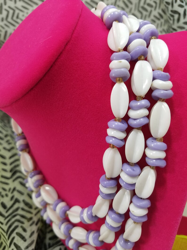 Triple Strand Plastic Beaded Necklace from Hong Kong Fun /& Charming
