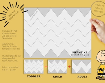 Printable Charlie Brown Zig-Zag Pattern for Halloween Costumes - Instant Download - Charlie Brown