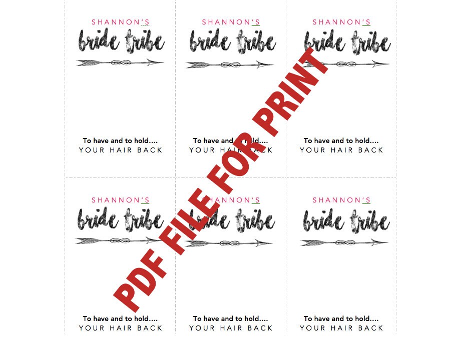PRINTABLE Personalized Bride Tribe Hair Tie Holder Bride - Etsy
