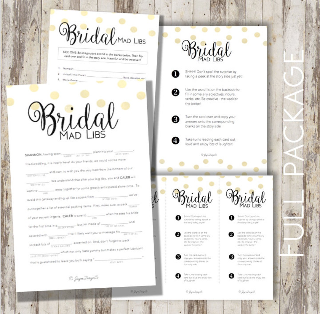 PRINTABLE Personalized Bridal MAD LIBS - Bachelorette Party Games ...