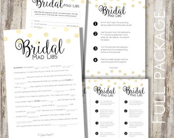 PRINTABLE Personalized Bridal MAD LIBS - Bachelorette party games, bridal shower games, mad libs, lingerie mad libs, wedding mad libs