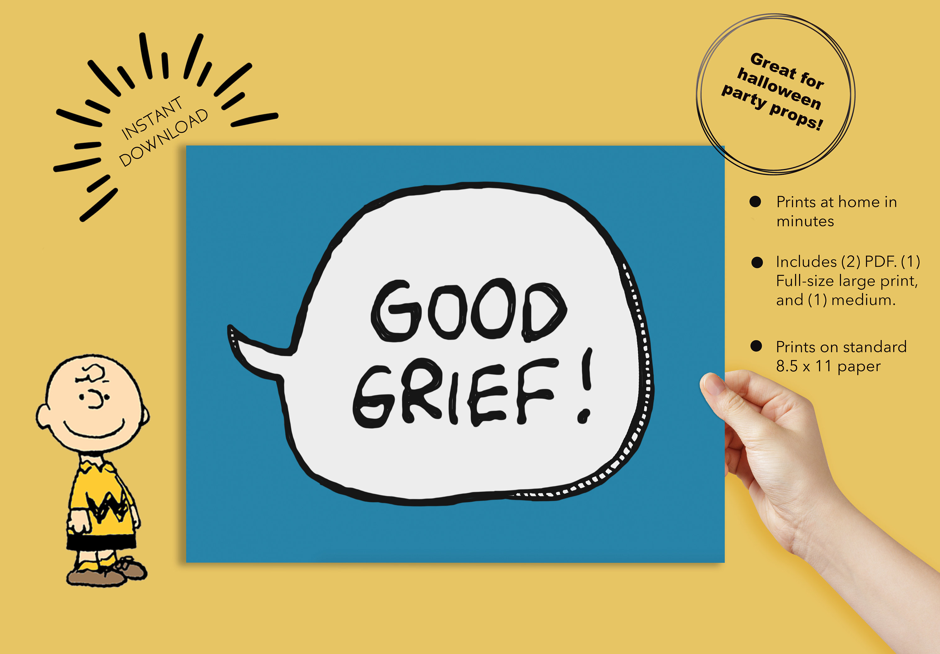 Charlie Brown Good Grief Printable Instant Etsy Charlie Brown Good Grief Printable Instant Etsy
