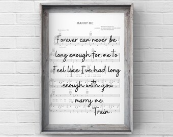 Marry Me Lyrics Etsy