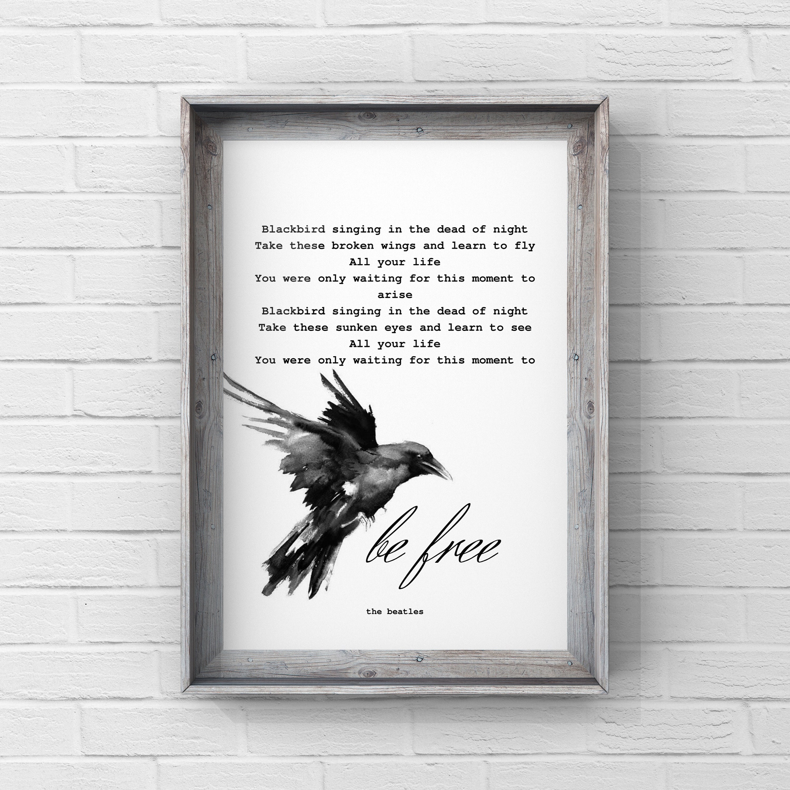 Music Beatles The Beatles 'Blackbird' Lyric Art On Real Vinyl