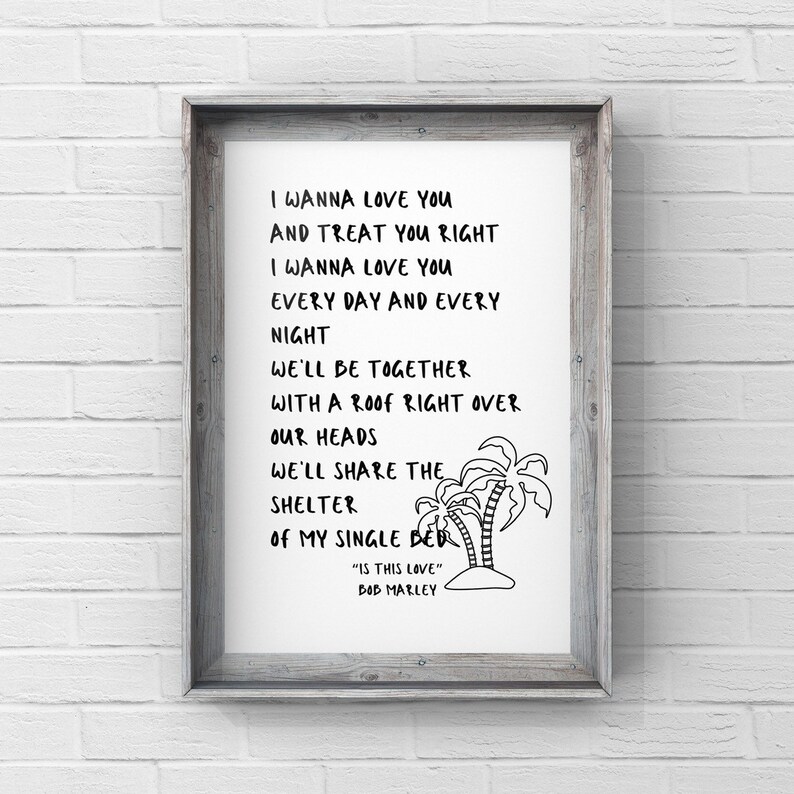 Is This Love Bob Marley Reggae Lyrics Wandbehang Kunstdruck Etsy de Is this love bob marley reggae lyrics wandbehang kunstdruck etsy de