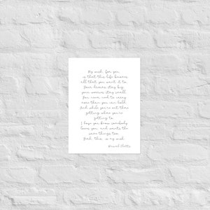 My Wish Rascal Flatts Country Song Quote Music Lyrics Wall Hanging Art Print | Poster Print - Etsy