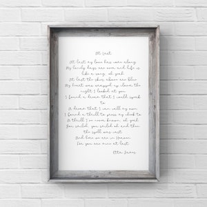 At Last Etta James Wedding/ Love Song First Dance Lyrics Wall Art Print | Poster Print