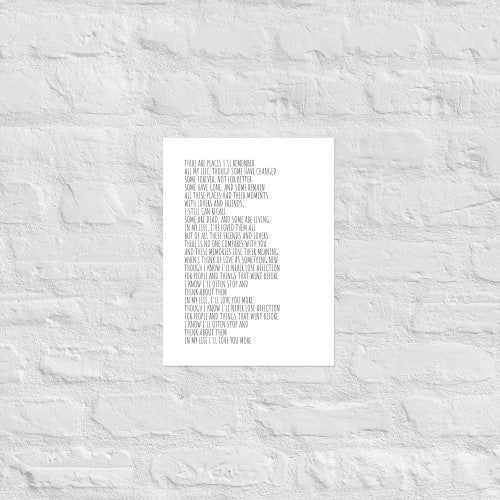 Beatles Lyrics Wall Art Song Lyrics Wall Art in My Life Etsy
