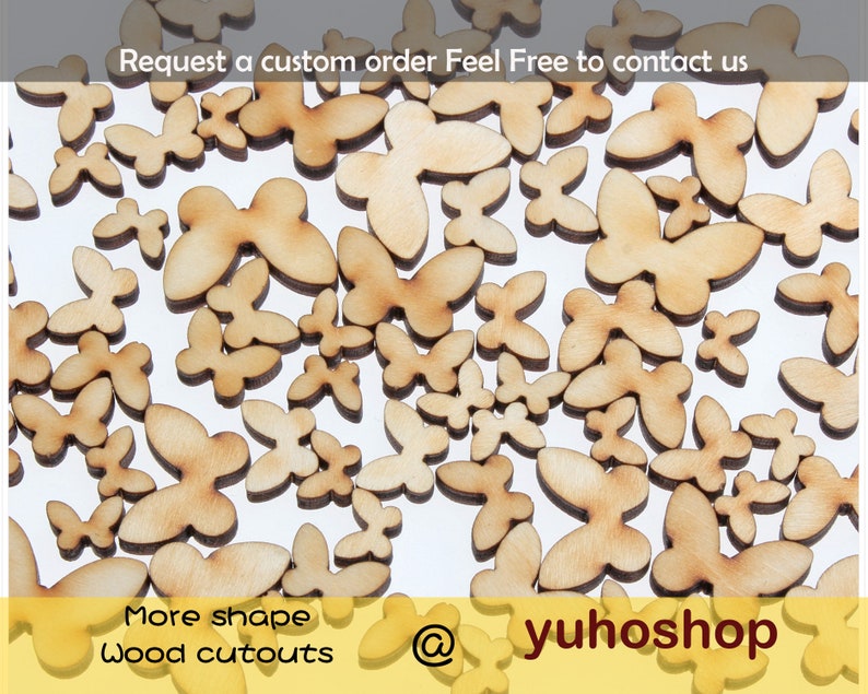 Butterfly Shape Mini Mixed Small Wooden piece for Embellishments Scrapbook,DIY jewelry Earrings Craft Fairy Elf ornament and Card Making