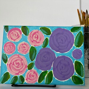 Pink & Purple Abstract Roses, Floral Painting, Acrylic Painting, Floral Abstract