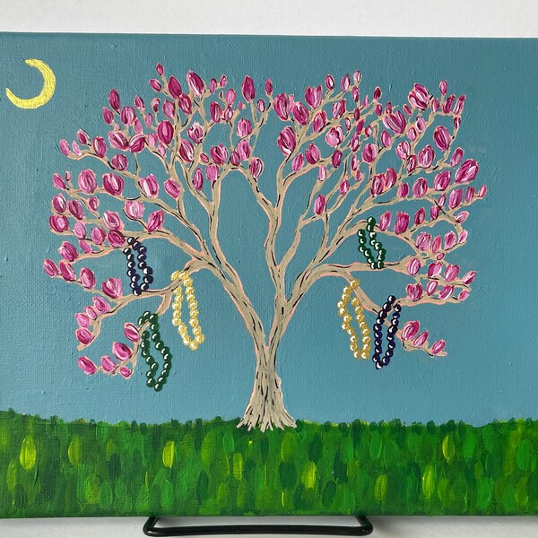 mardi gras bead tree painting