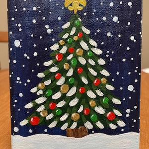 Original Christmas Tree Acrylic Painting, Christmas Tree Art, Christmas Decor, Holiday Art
