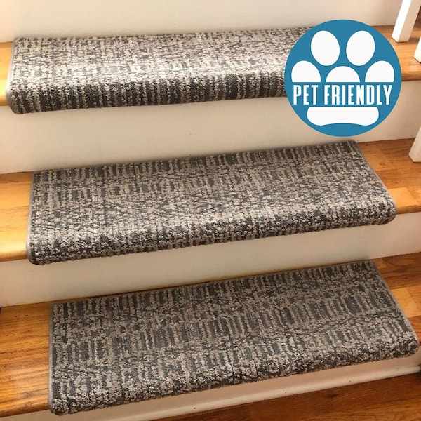 Batique Mushroom Bisque Pet Friendly True Bullnose® Padded Carpet Stair Tread (Sold Each)