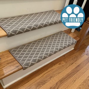 Springer&#39;s Point Creekbed (Plus Other Colors) Pet Friendly True Bullnose® Padded Carpet Stair Tread (Sold Each)
