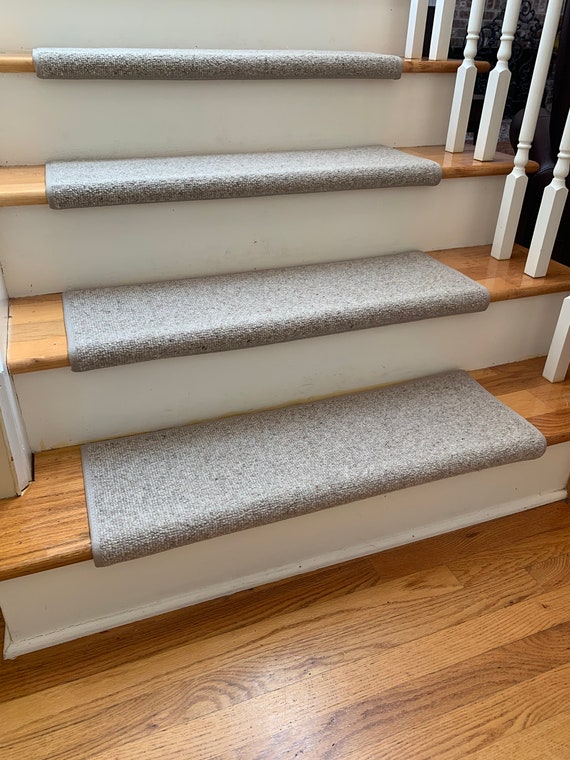 Morocco Stone 100% Wool! True Bullnose® Padded Carpet Stair Tread Runner Replacement for Style and Comfort, Safety (Sold Each)