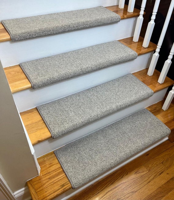 Sale Box Set!- Set of 15 Durango Flint 100% Wool True Bullnose® Padded Carpet Stair Tread 31" wide X 10" deep