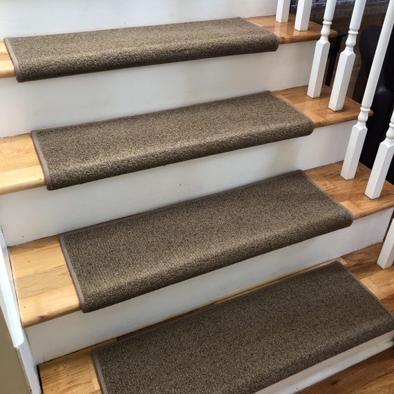 Charade Nutmeg 100% New Zealand Wool! - True Bullnose® Padded Carpet Stair Tread (Sold Each)