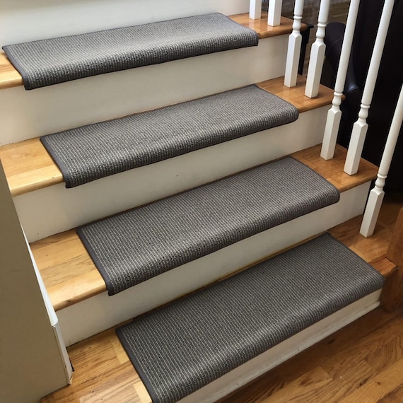 Baytowne ll Thunder 100% Wool True Bullnose Padded Carpet Stair Tread JMish (Sold Per Step/Each)