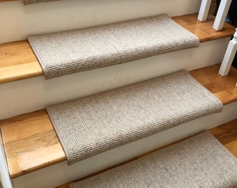 SALE BOX SET! Set of 17 Durango Buff 100% Wool True Bullnose® Padded Stair Treads 30" wide X 10" deep