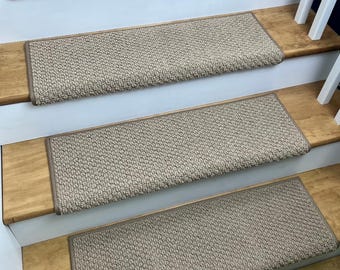 Cathedral Hill II Graham Cracker (and other colors) True Bullnose® Padded Carpet Stair Tread - For Safety Comfort Dog Cat Pet (Sold Each)