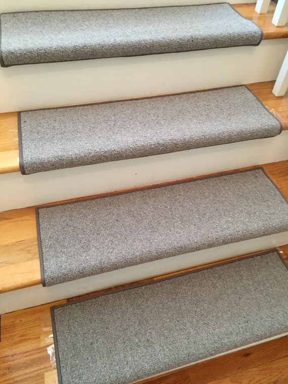 Morocco Quarry Grey 100% Wool! True Bullnose® Padded Carpet Stair Tread Runner Replacement for Style, Comfort and Safety (Sold Each)